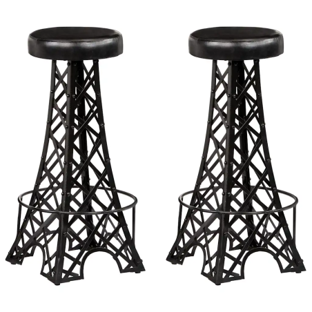 Tabourets de bar Provost — Cuir · Noir