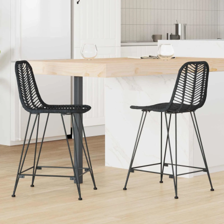 Tabourets de bar Seabring 98 — Rotin · Noir