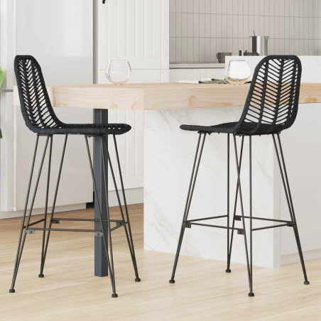 Tabourets de bar Seabring 111 — Rotin · Noir