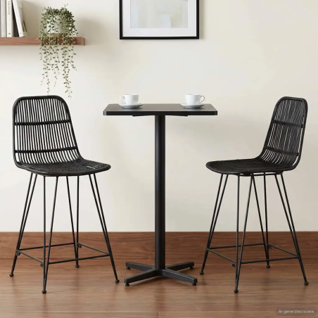 Tabourets de bar Reeve 96 — Rotin · Noir