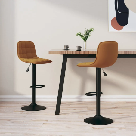 Tabourets de bar Linden — Velours · Marron
