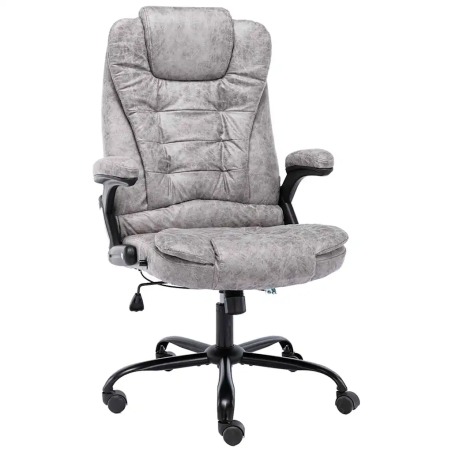 Fauteuil de bureau Rockefeller — Simili daim · Gris clair