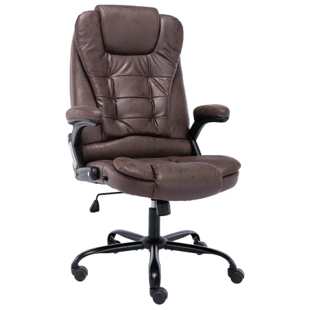 Fauteuil de bureau Rockefeller — Simili daim · Marron foncé