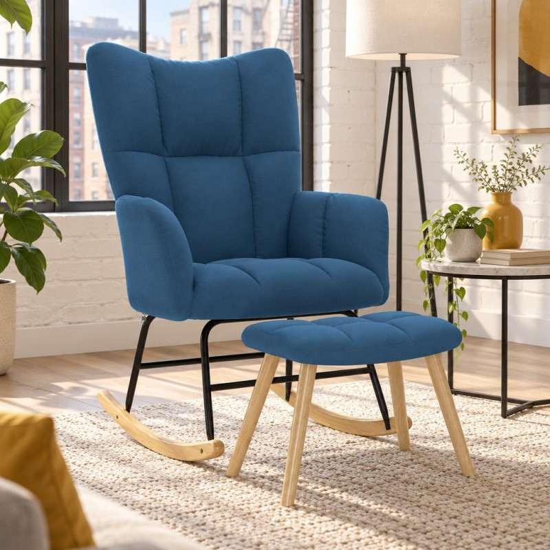 Fauteuil à bascule Verneuil tissu — mise en situation