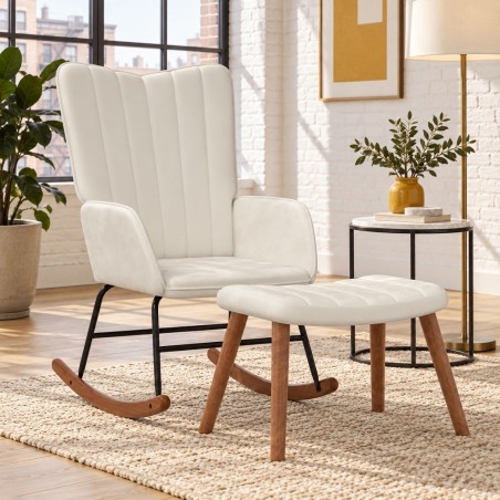 Fauteuil à bascule Mouffetard avec repose-pied — mise en situation