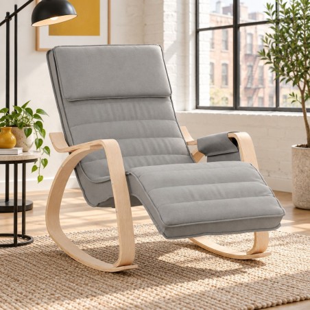 Fauteuil à bascule Vivienne bois clair — mise en situation