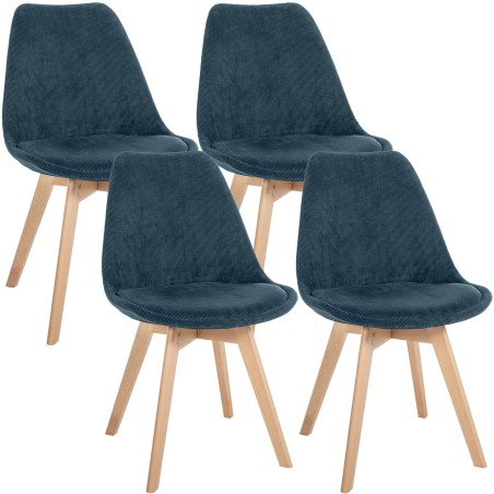 Chaises Duane — Velours côtelé · Bleu foncé