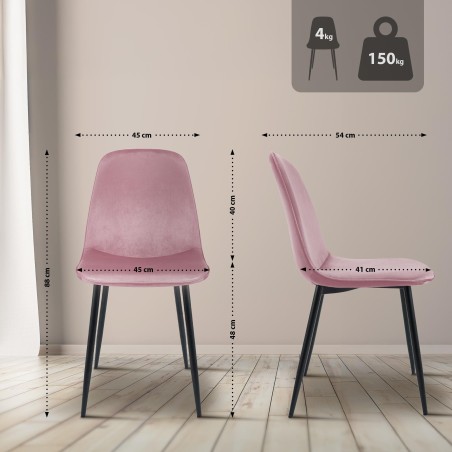 Chaises Wardour — Velours · Rose