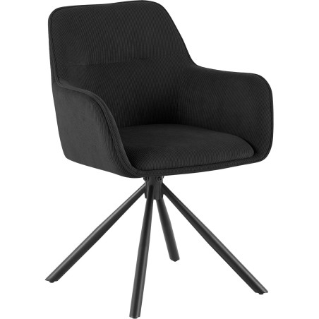Chaise Shelton — Velours côtelé · Noir