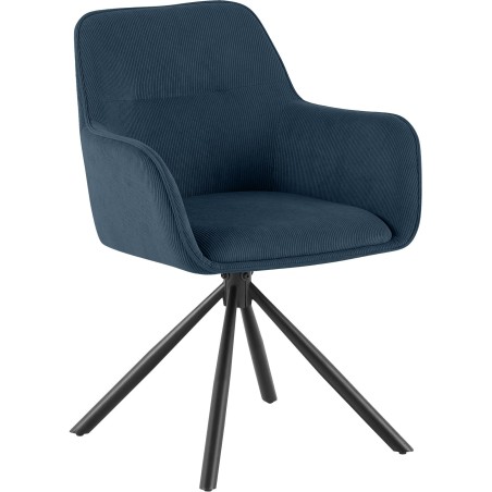 Chaise Shelton — Velours côtelé · Bleu