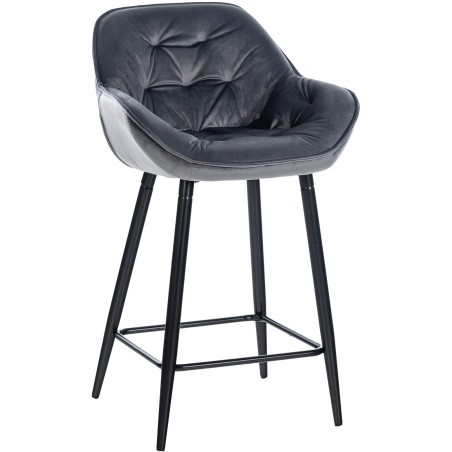 Tabouret de bar Hackney — Velours · Gris foncé