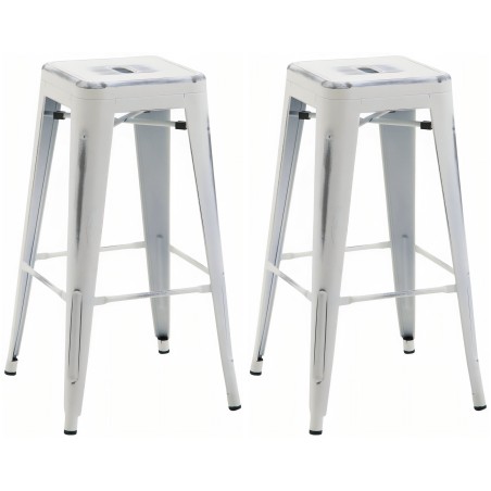 Tabouret de bar Bermondsey — Métal · Blanc antique