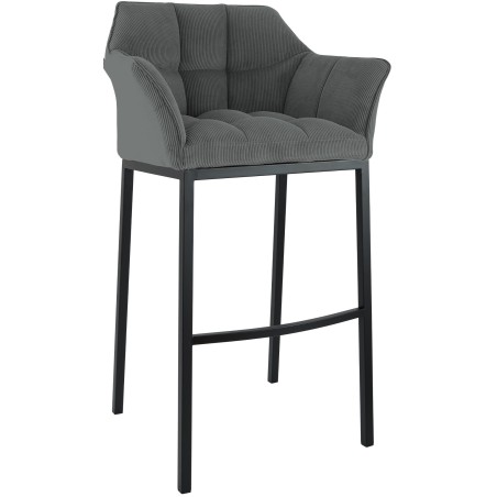 Tabouret de bar Vandam — Velours côtelé · Gris