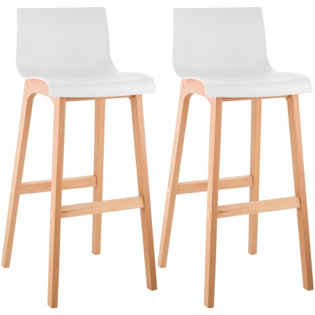 Tabouret de bar Charlton — Bois · Blanc