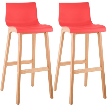 Tabouret de bar Charlton — Bois · Rouge