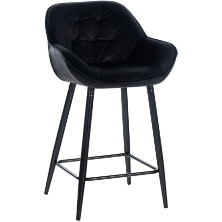 Tabouret de bar Hackney 76 — Velours · Noir