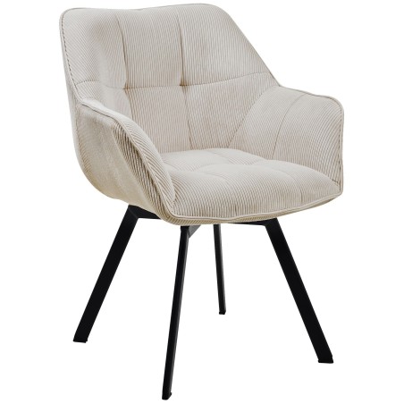 Chaise Battersea — Velours côtelé · Crème
