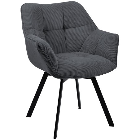 Chaise Battersea — Velours côtelé · Gris foncé