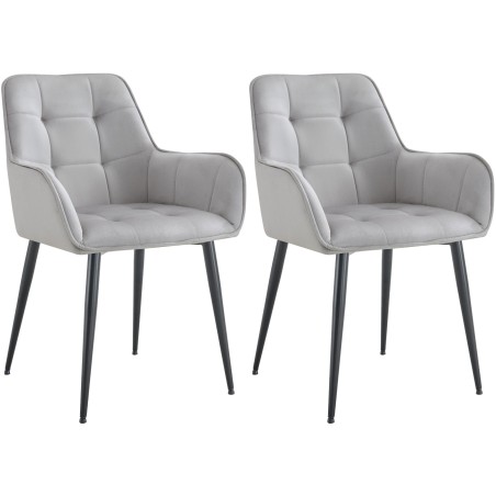 Chaise Wandsworth — Velours · Gris clair