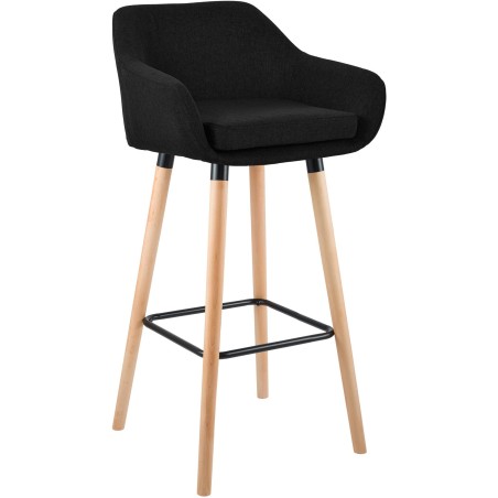 Tabouret de bar Thompson — Tissu · Noir