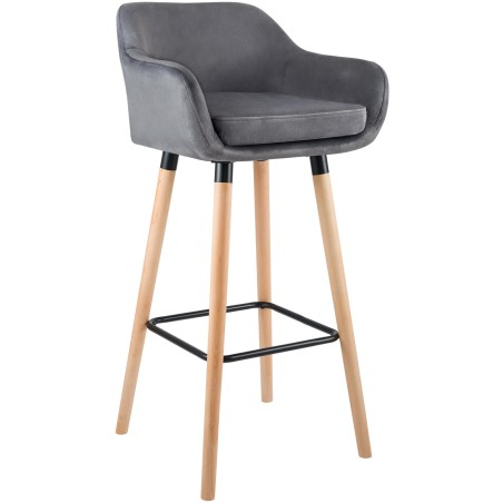 Tabouret de bar Thompson — Velours · Gris