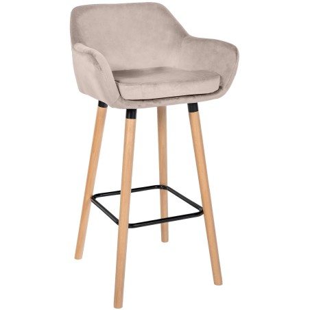Tabouret de bar Thompson — Velours · Crème