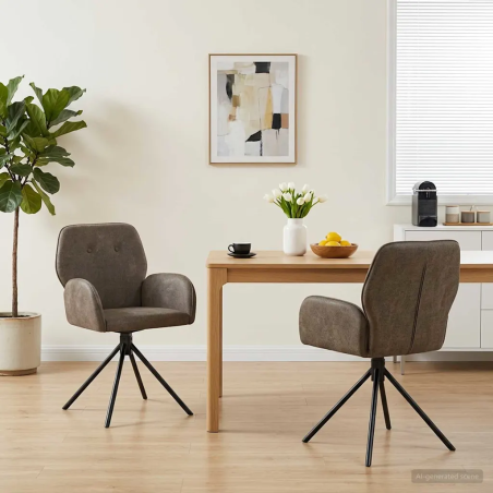 Chaises Leonard — Simili daim · Gris foncé