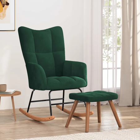 Fauteuil à bascule Verneuil — Velours · Vert foncé