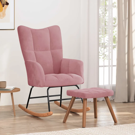 Fauteuil à bascule Verneuil — Velours · Rose