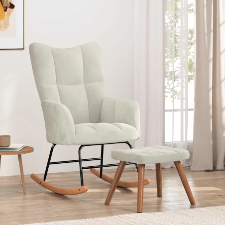 Fauteuil à bascule Verneuil — Velours · Blanc