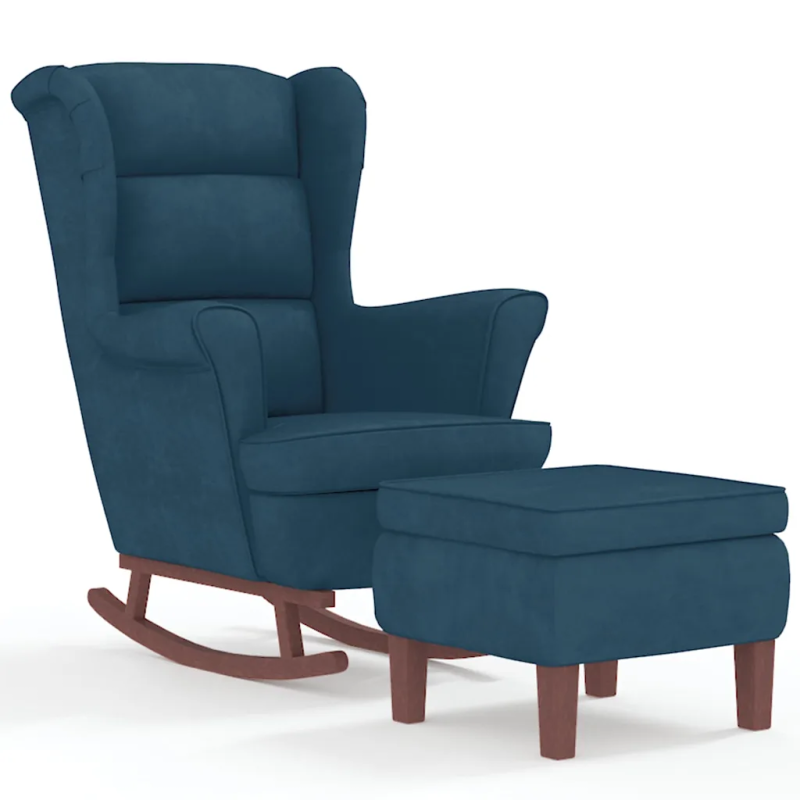 Fauteuil à bascule Tournon velours avec tabouret