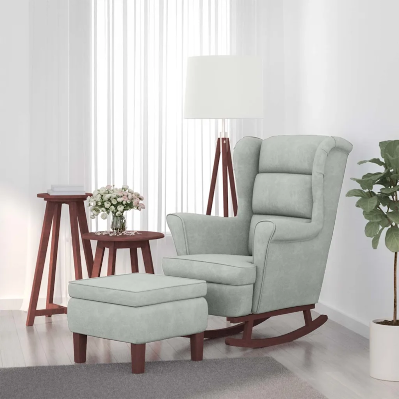 Fauteuil à bascule Tournon velours avec tabouret