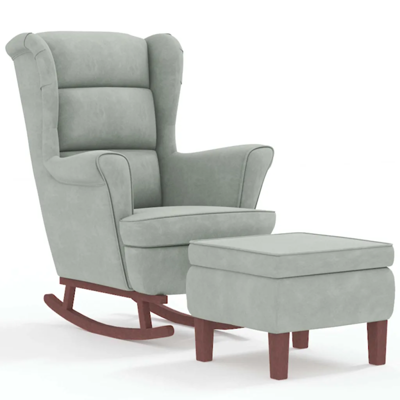 Fauteuil à bascule Tournon velours avec tabouret