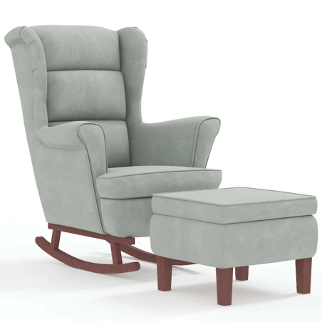 Fauteuil à bascule Tournon velours avec tabouret