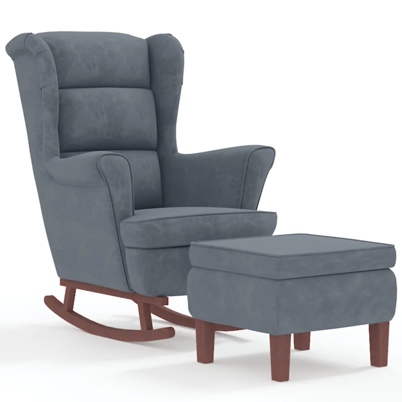 Fauteuil à bascule Tournon velours avec tabouret