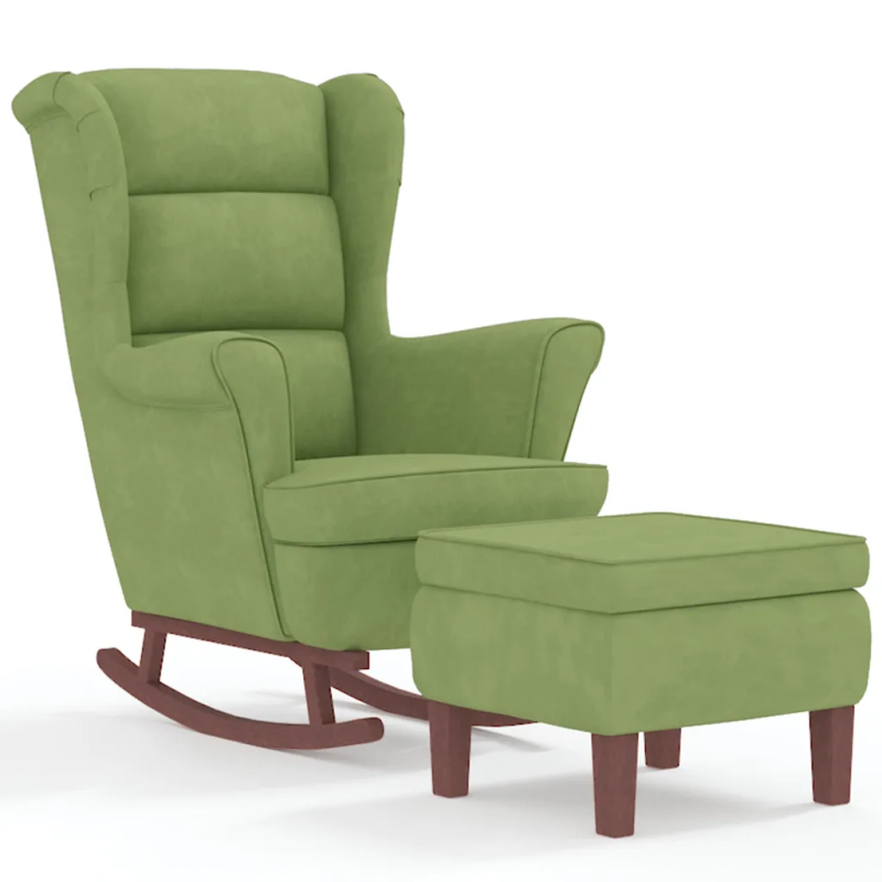 Fauteuil à bascule Tournon velours avec tabouret