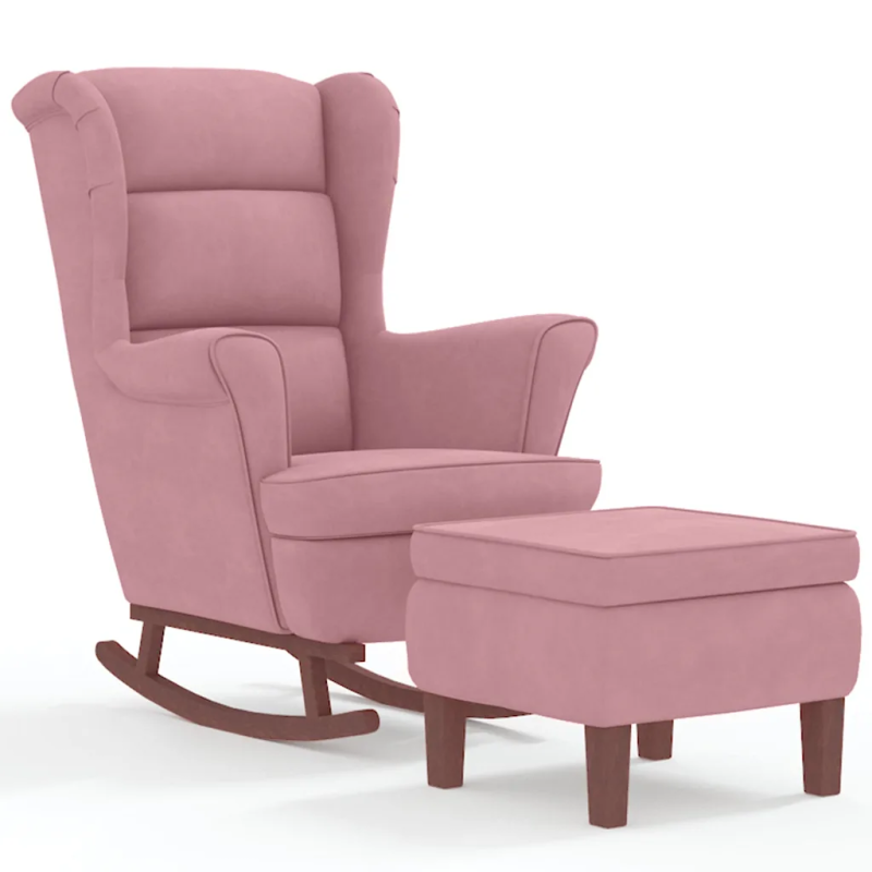 Fauteuil à bascule Tournon velours avec tabouret