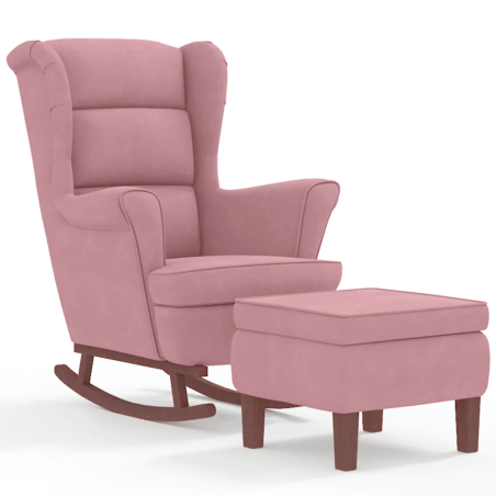 Fauteuil à bascule Tournon velours avec tabouret