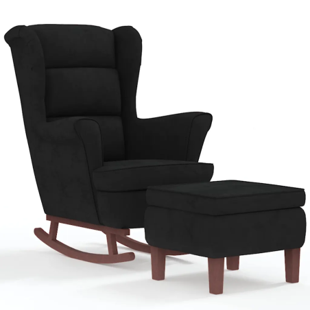 Fauteuil à bascule Tournon velours avec tabouret