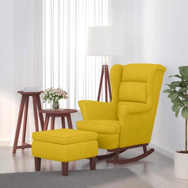 Fauteuil à bascule Tournon velours avec tabouret