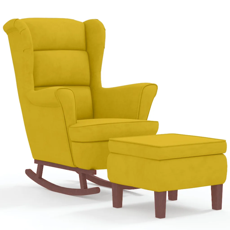 Fauteuil à bascule Tournon velours avec tabouret