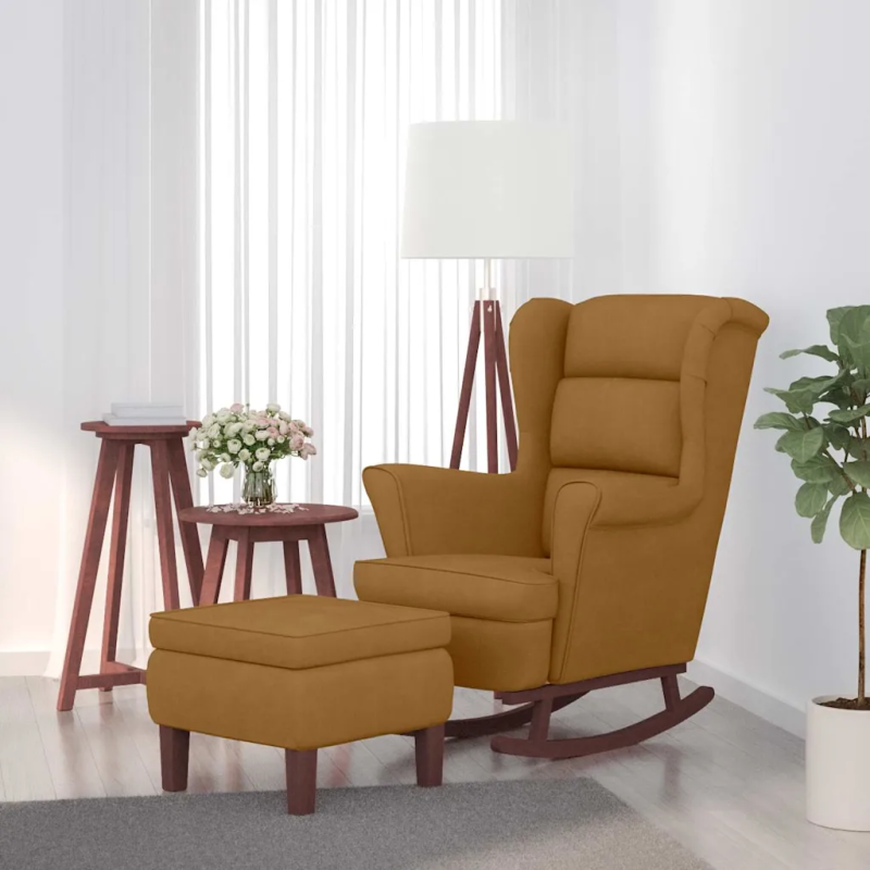 Fauteuil à bascule Tournon velours avec tabouret