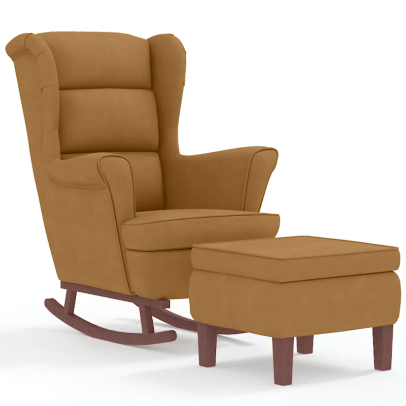 Fauteuil à bascule Tournon velours avec tabouret