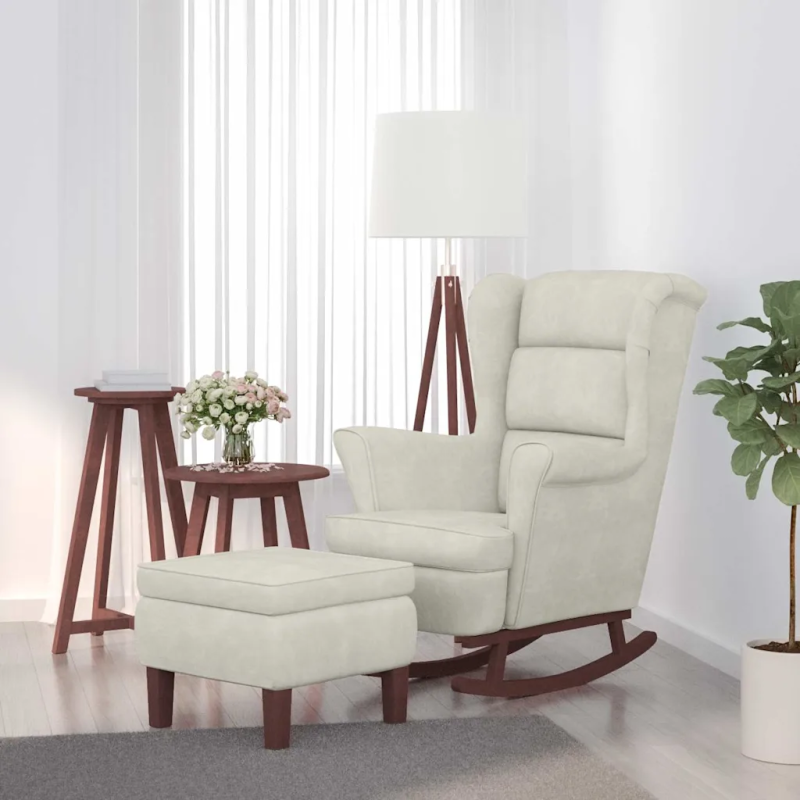 Fauteuil à bascule Tournon velours avec tabouret
