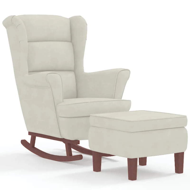 Fauteuil à bascule Tournon velours avec tabouret