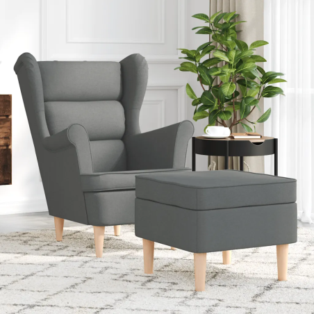 Fauteuil Varenne avec repose-pied — Tissu · Gris foncé