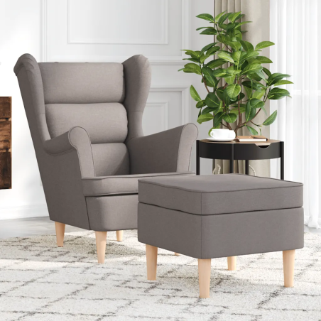 Fauteuil Varenne avec repose-pied — Tissu · Taupe