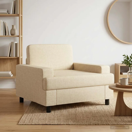 Fauteuil Assas — Tissu · Crème