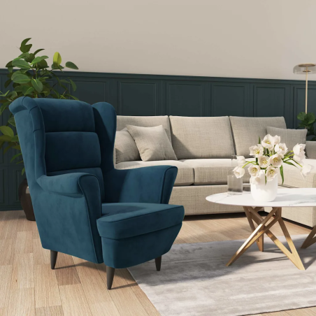 Fauteuil Varenne — Velours · Bleu