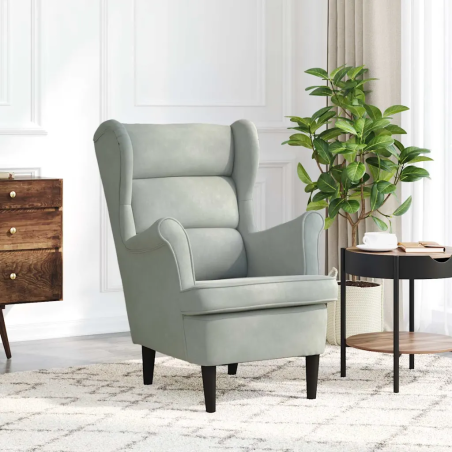 Fauteuil Varenne — Velours · Gris clair